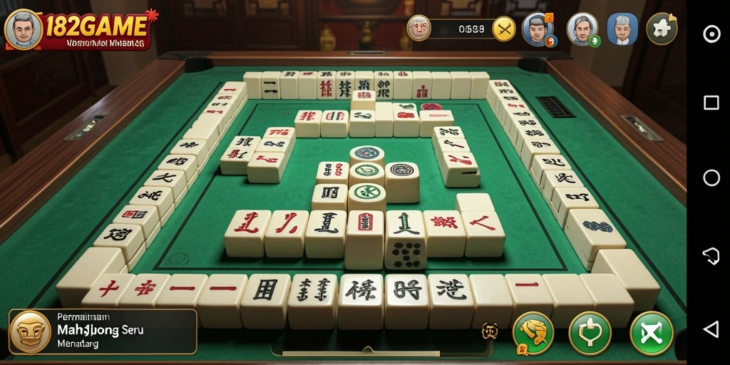 Tampilan gameplay seru dalam 182GAME Mahjong yang menarik.