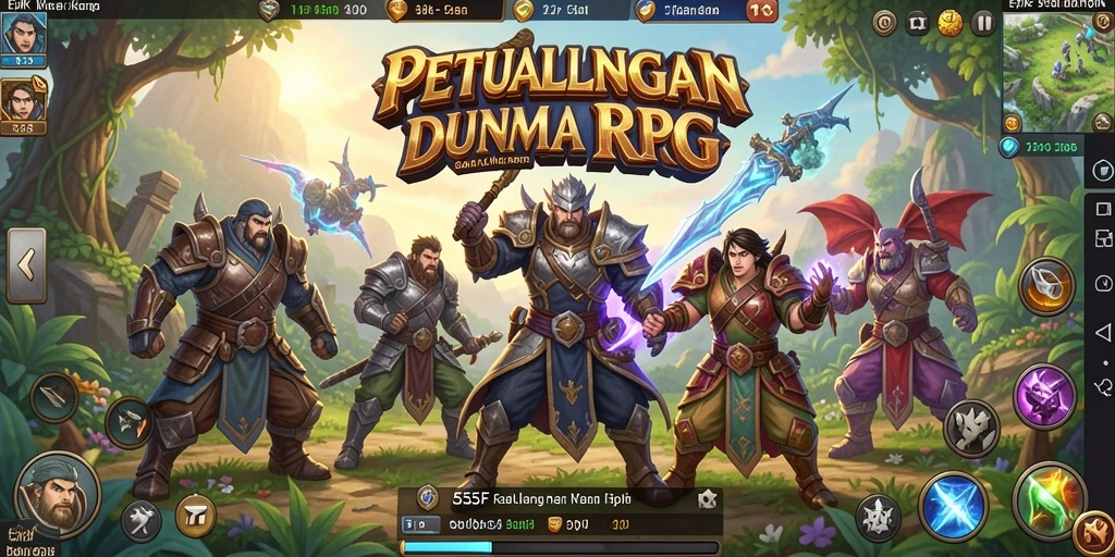 Tampilan gameplay RPG 555F dengan pertarungan yang mendebarkan.