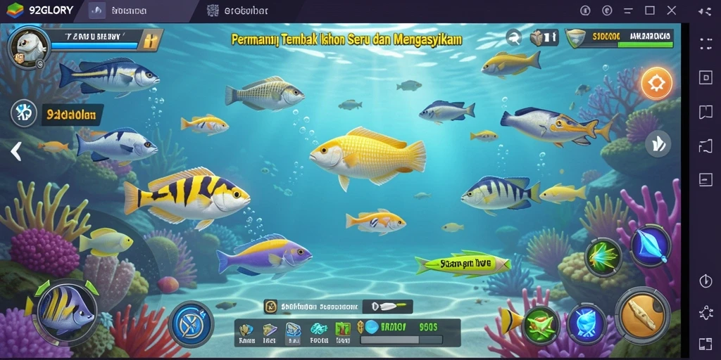 Screenshot utama 92GLORY menampilkan momen aksi dalam permainan Tembak Ikan.