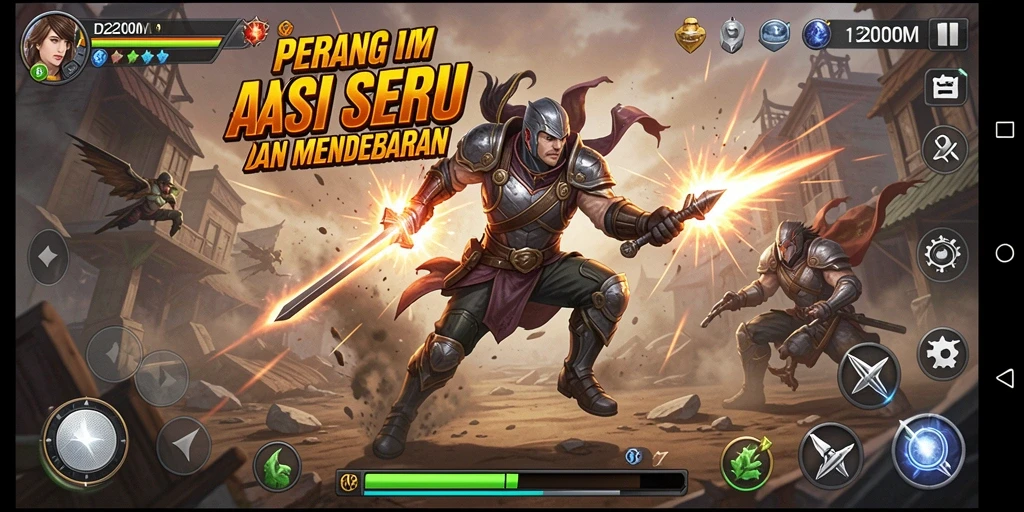 Gameplay D200M yang intens dan penuh aksi di arena pertempuran.