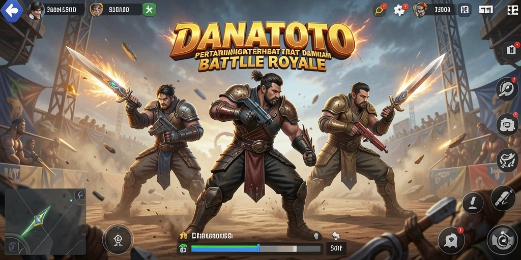 Menampilkan momen seru dalam pertempuran Battle Royale di DANATOTO.