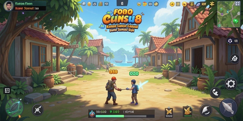 Tampilan gameplay seru dan penuh warna pada FO8.