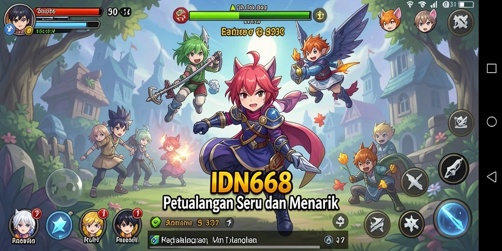 Tampilan gameplay IDN668 dengan grafis anime yang menarik.