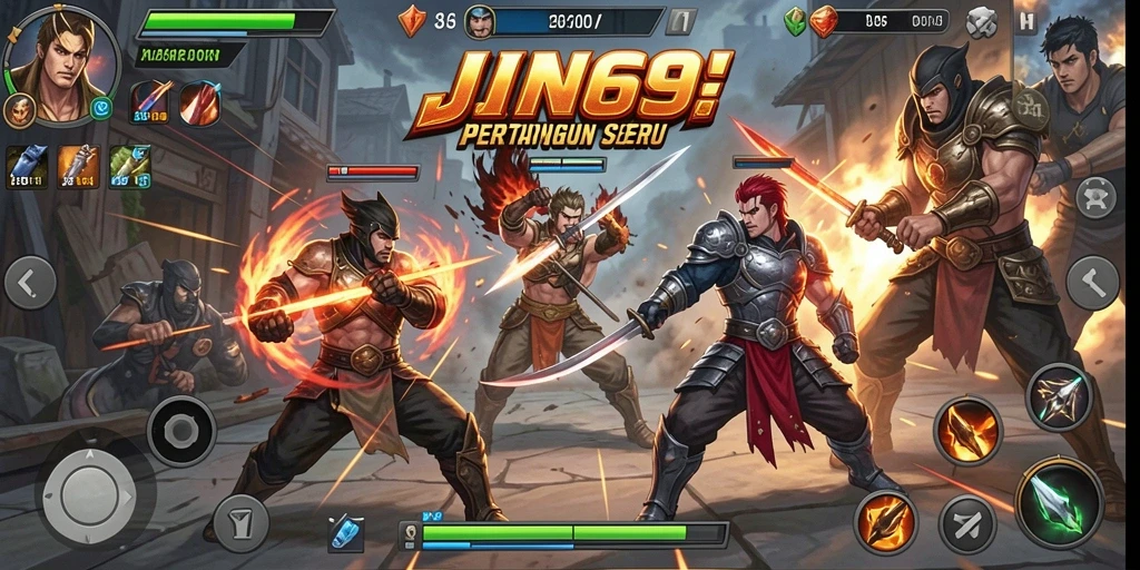 Tampilan seru dari gameplay JIN69 dalam pertempuran Fighting.