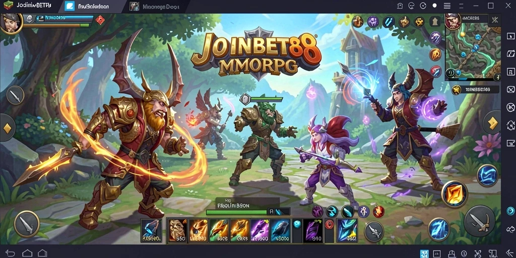 Screenshot gameplay <strong>JOINBET88</strong> menunjukkan pertempuran epik di dunia MMORPG.