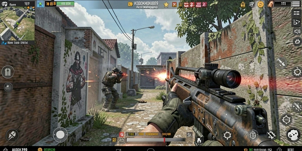 Tampilan gameplay KODOKHOKI889 dengan grafis FPS yang memukau.