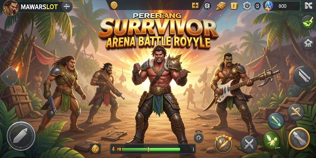 Screenshot gameplay menegangkan dari MAWARSLOT dalam pertempuran Battle Royale.