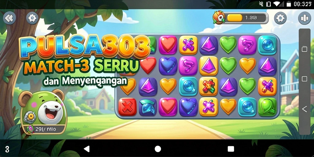 Tampilan gameplay menarik di PULSA303 dengan batu berwarna.