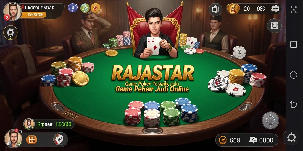 Tampilan gameplay menarik di RAJASTAR dengan kartu dan pemain yang berinteraksi.