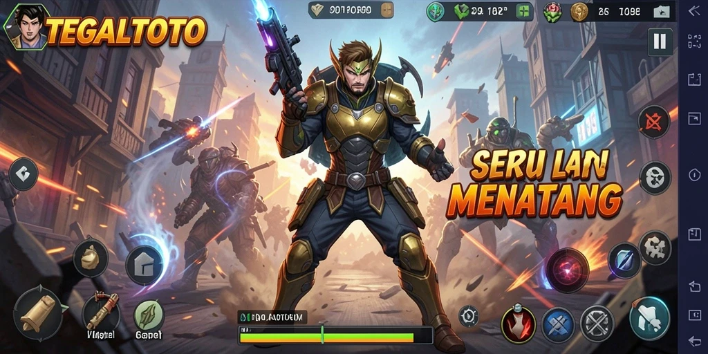 Tampilan gameplay TEGALTOTO dengan aksi mendebarkan yang tiada henti.