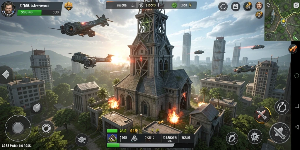 Tampilan gameplay X168 yang menegangkan dalam pertahanan menara.